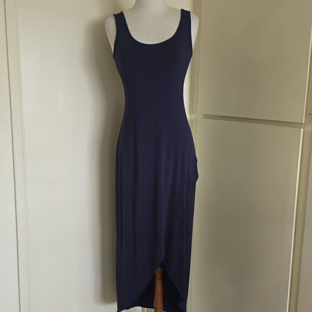 Tommy Bahama Tambour Navy Tank Dress w/ Tulip Hem, Maxi, EUC, S - Picture 2 of 8